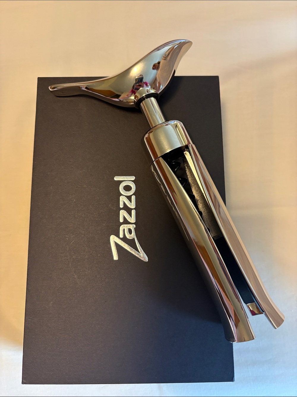 Polished Silver Corkscrew and Wine Opener Set - Sleek Modern Design